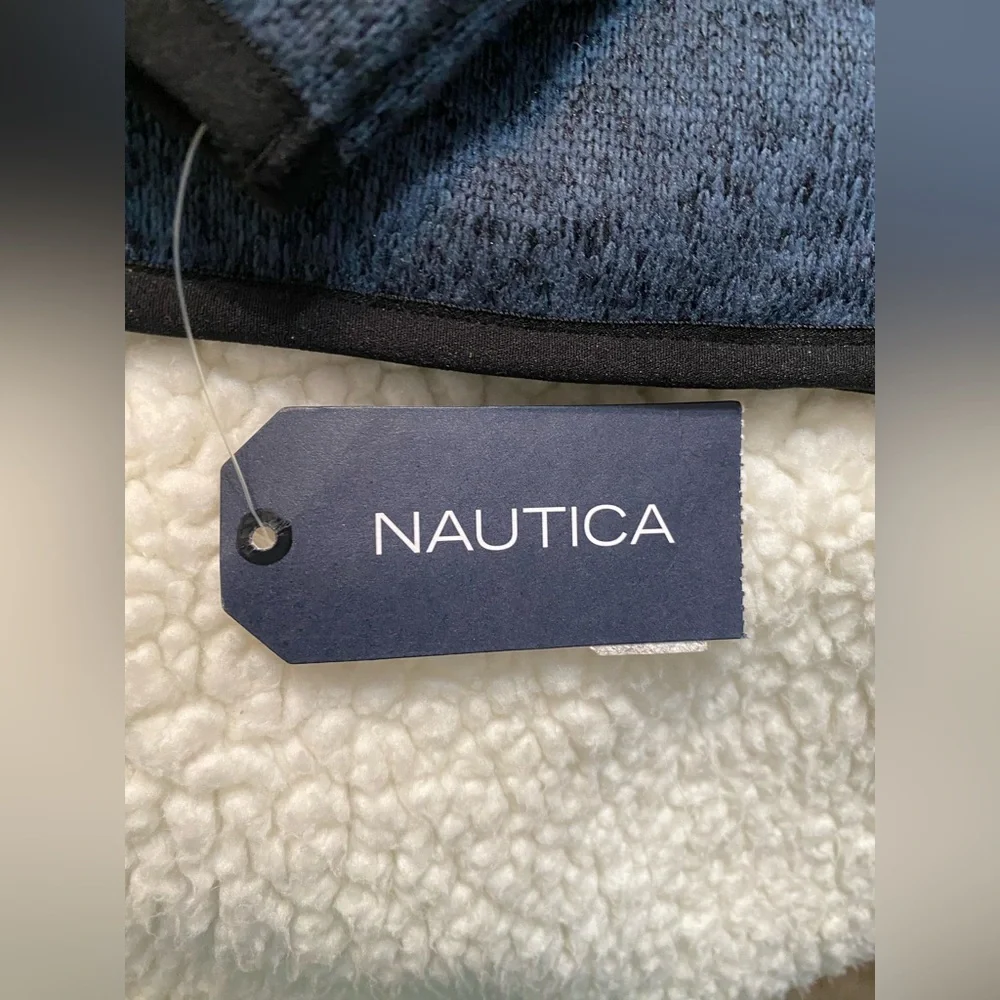 Nautica Boys Size 10-12 Dark Blue Knit Zip up Jacket  pockets